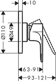 Miscelatore Monocomando Doccia con corpo ad incasso a muro Cromo Hansgrohe Rebris S 72648000