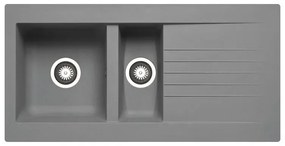 Lavello integrato 1.5 vasche con gocciolatoio laterale destro o sinistro DELINIA Scirocco resina L 50 x L 100 cm grigio