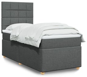 Giroletto A Molle Con Materasso Grigio Scuro 90x200 Cm Tessuto /