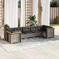 Set Divani da Giardino 7 pz con Cuscini Grigio in Polyrattan 3261972