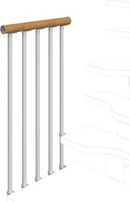 Balaustra in kit IRIS Bria per pianerottolo in acciaio argento, corrimano in legno faggio L 120 cm fissaggio a parete