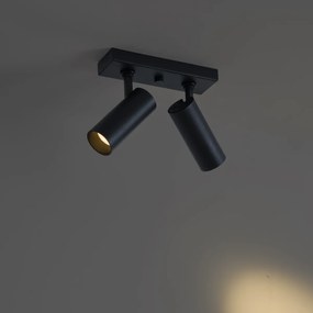 Plafoniera moderna nera con 2 luci LED dimmerabili - Tate