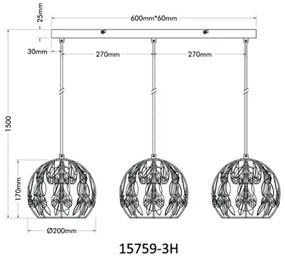 Globo 15759-3H - Lampadario a cavo MIKA 3xE27/40W/230V