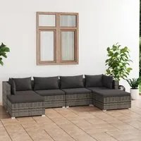 Set Divani da Giardino 6 pz con Cuscini in Polyrattan Grigio 3101805