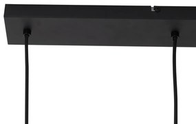 Lampada a sospensione moderna nera con vetro fumé 4 luci - Dame