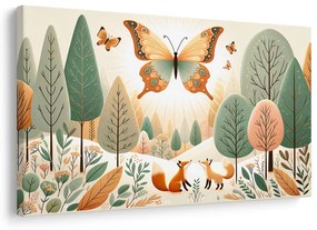 Quadro su tela – Volpi sotto una farfalla volante