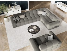 Divano angolare in velluto grigio (angolo destro) Kendal - Micadoni Home