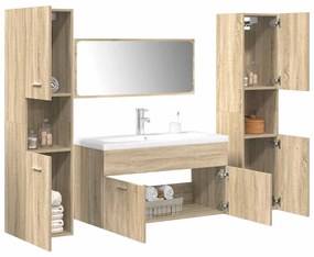 Set Mobili Da Bagno 5 Pz Rovere Sonoma İn Legno Multistrato /