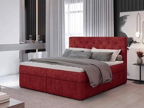 Letto matrimoniale boxspring Consuelo - 180 x 200 cm , Tessuto rosso amarena