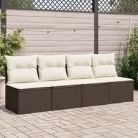 Divano da Giardino a 4 Posti con Cuscini in Polyrattan Marronecod mxl 87736