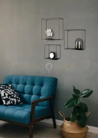 Anita set di 3 mensole a muro quadrate 32-27-22cm metallo nero