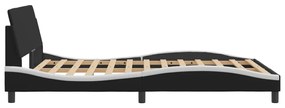 Giroletto con testiera nero e bianco 140x190 cm in similpelle