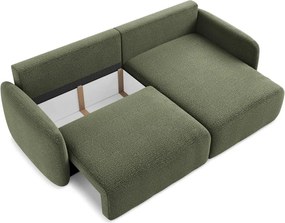 Divano angolare verde allungabile/con contenitore (con penisola a destra) Kalena – Makamii