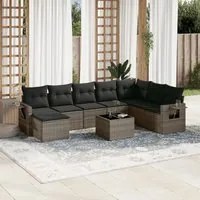 Set Divano da Giardino 9 pz con Cuscini Grigio in Polyrattancod mxl 92220