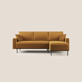 Arthur divano moderno angolare in velluto morbido impermeabile T01 oro Destro