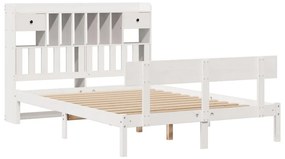 Letto libreria senza materasso bianco 140x190 cm legno di pino