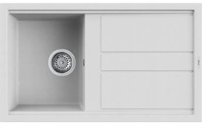 Lavello sopratop 1 vasca in quarzo bianco ELLECI L 86 x L 51 cm, reversibile