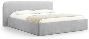 Letto matrimoniale imbottito grigio chiaro con contenitore e rete inclusi 180x200 cm Elizabeth – Micadoni
