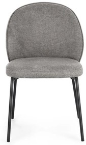 Set di 2 sedie WENDY in tessuto grigio e gambe acciaio nere