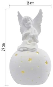 LED decorazione natalizia LED/0,4W/2xAA angelo in ceramica