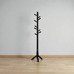 Appendiabiti da terra in legno con 9 ganci base tre piedi altezza 180 cm Nero
