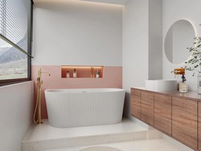 Vasca da bagno semi-freestanding scanalata 250 litri 170,5 x 80 x 58,5 cm Bianco lucido Acrilico - ZELINA