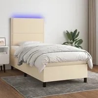 Letto a Molle con Materasso e LED Crema 80x200 cm in Tessuto cod mxl 63799