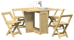 Set Da Pranzo 5 Pz Corona Pieghevole Marrone Cera İn Pino /