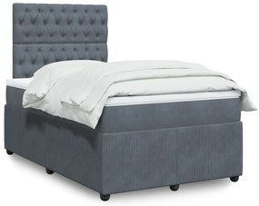 Giroletto A Molle Con Materasso Grigio Scuro 120x200 Cm Velluto /
