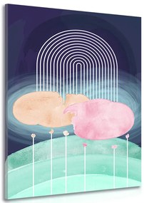 Stampa su tela – Arcobaleno su prato astratto Mid-Century