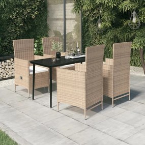 Set da pranzo da giardino 5 pz con cuscini beige
