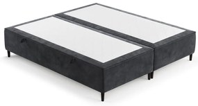 Letto matrimoniale imbottito antracite con contenitore 140x200 cm Tate - Maison de Rêve