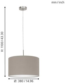 Eglo 31572 - Lampadario a sospensione con filo PASTERI 1xE27/60W/230V