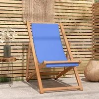 Sedia a Sdraio in Legno di Teak 56x105x96 cm Blu 43803