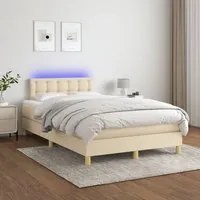 Letto a Molle con Materasso e LED Crema 120x200cm in Tessuto cod mxl 55562