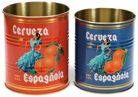 Scatole in set decorative in stagno 2 pz ø 11x13 cm Cerveza Española – Rex London