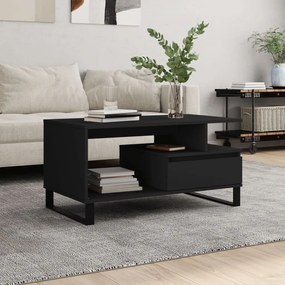 Tavolino da salotto nero 90x49x45 cm in legno multistrato