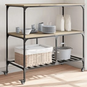 Carrello Da Cucina Rovere Sonoma 100x50x95 Cm Legno Multistrato /