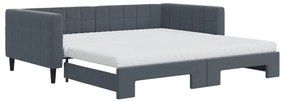 Divano letto estraibile materassi grigio scuro 100x200 velluto