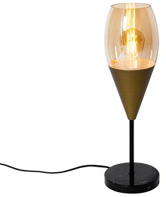 Lampada da tavolo moderna oro con vetro ambra - Drop