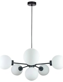 Lampadario a sospensione con filo KALIOPE 6xE14/50W/230V nero/bianco