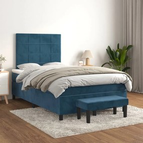 Giroletto A Molle Con Materasso Blu Scuro 120x200 Cm İn Velluto /