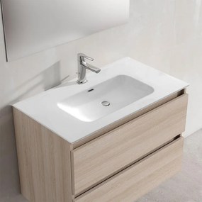 Lavabo a incasso rettangolare vasca centrale L 101 x H 17.5 x P 47 cm in ceramica bianco