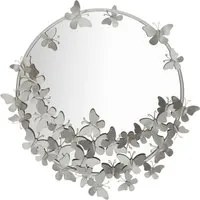 Specchio Farfalle Round Argento 74x4x75 cm in Ferro Argento