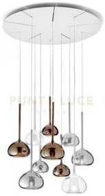 Beba lampadario a sospensione 10 luci vetri piccoli 2 trasparenti +...