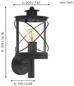 Eglo 94842 - Lampada da esterno HILBURN 1xE27/60W/230V