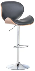 Sgabello Barhocker Edmonds İn Ecopelle Con Struttura İn Metallo Cromato / Walnuss/schwarz