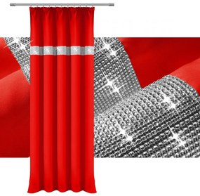 Tenda con nastro e zirconi 140x250 cm rosso