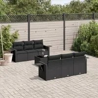 Set Divani da Giardino con Cuscini 7pz Nero Polyrattan 3219904