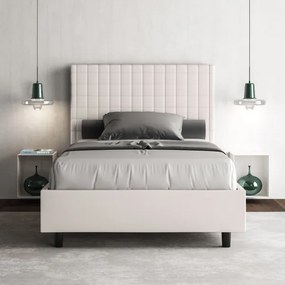 Letto con rete imbottito 140x210 similpelle bianco Sunny